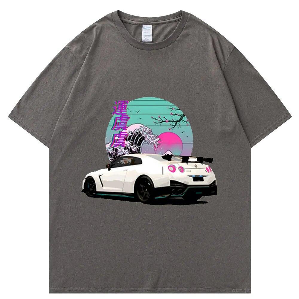 Initial D T-shirts Oversize Unisex T Shirt Summer Unisex Hip Hop Funny GTR Vaporwave JDM Car Print Harajuku Tshirt Casual Tops Tee