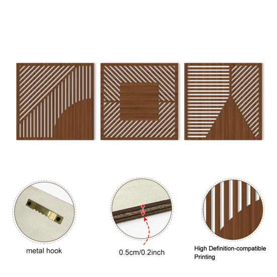 3 Pcs Minimalist Abstract Wall Art Modern Boho Half-circle Line Hollow Out Wall Decor Rustic Geometric Hanging Sign for Living Room Bedroom Office