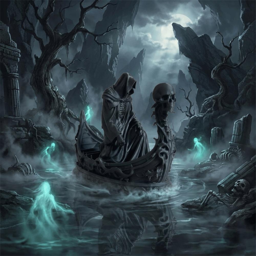Gothic Style Ferryman Sculpture Resin Death God Decoration Ornament Skeleton Figurine  Home Decor
