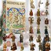 Christmas Cat Ornament Countdown 24 Day Medieval Theme Flat Toy Countdown To Christmas Calendar for Kids Toddler Teen Adult Boy