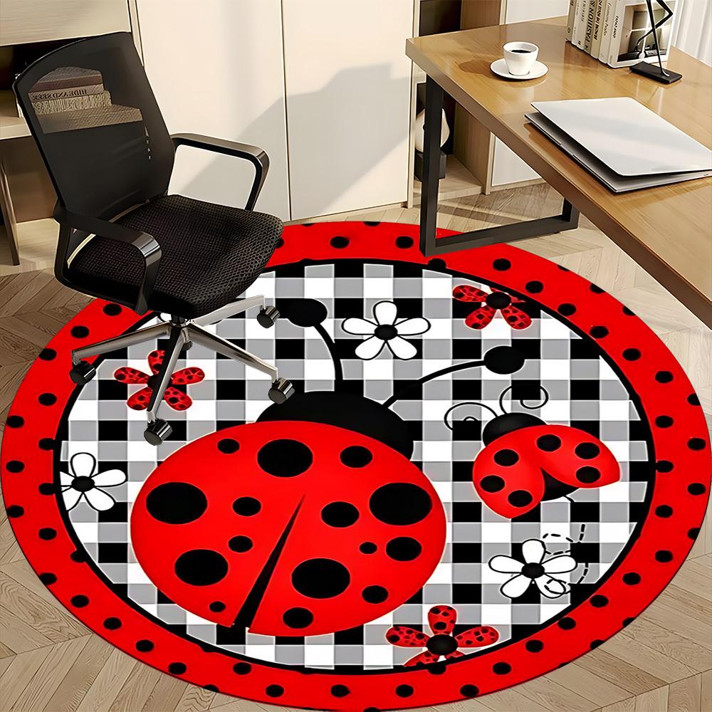 1 Stück Marienkäfer, Karierter Stuhlteppich für das Büro, Rutschfest, Weicher und Langlebiger Büroteppich zur Dekoration, Perfekt für das Büro yy251229143