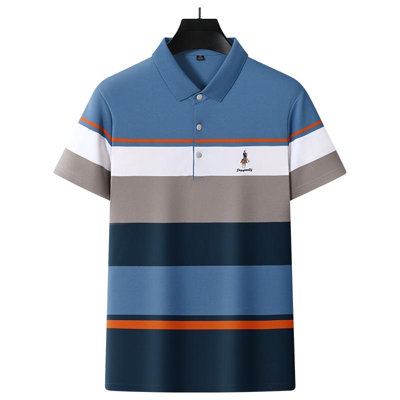 

Short-sleeved POLO shirt, men s pure cotton breathable T-shirt, business casual lapel top XXXXL небо синє кольору