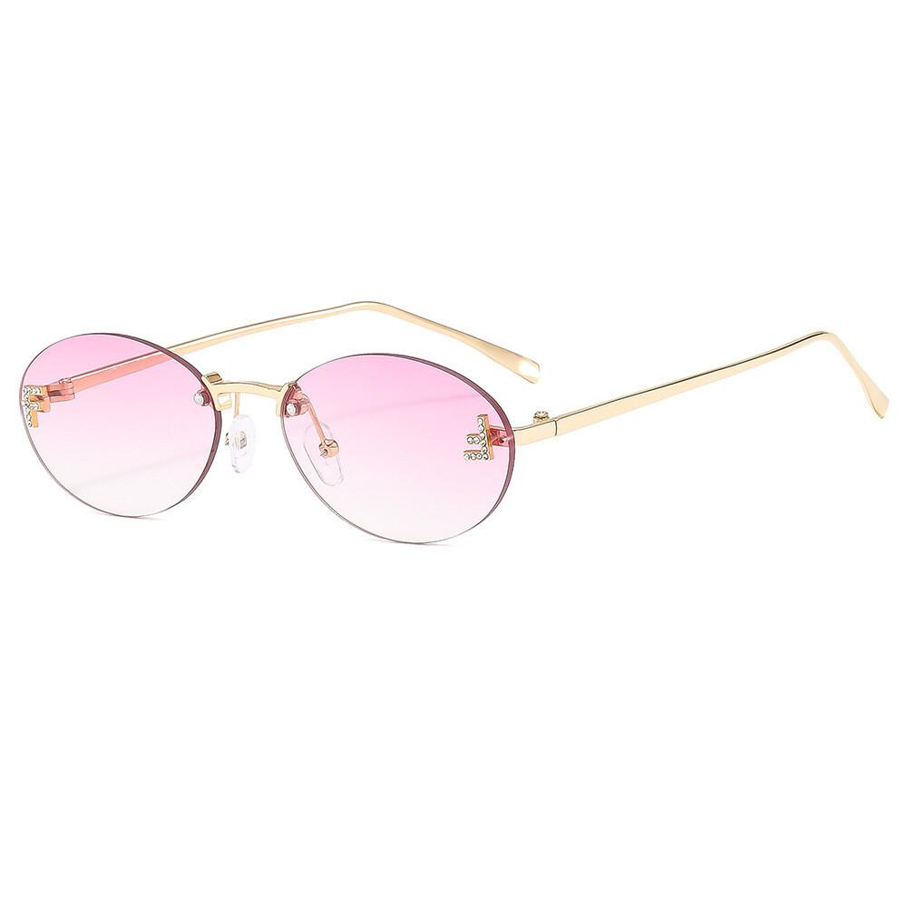 Luxusmarke Designer Randlose Sonnenbrille 2024 Neu Eingetroffen Retro Oval Metall Gafas De Sol Outdoor Sonnenschutz Urlaub UV400 #300371