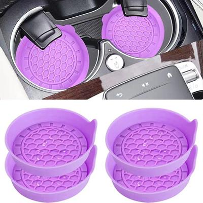 Posavasos de silicona para botella de agua redonda para coche, portavasos de Color sólido, antideslizante, resistente al oído, accesorios de Interior de coche, 2 uds.