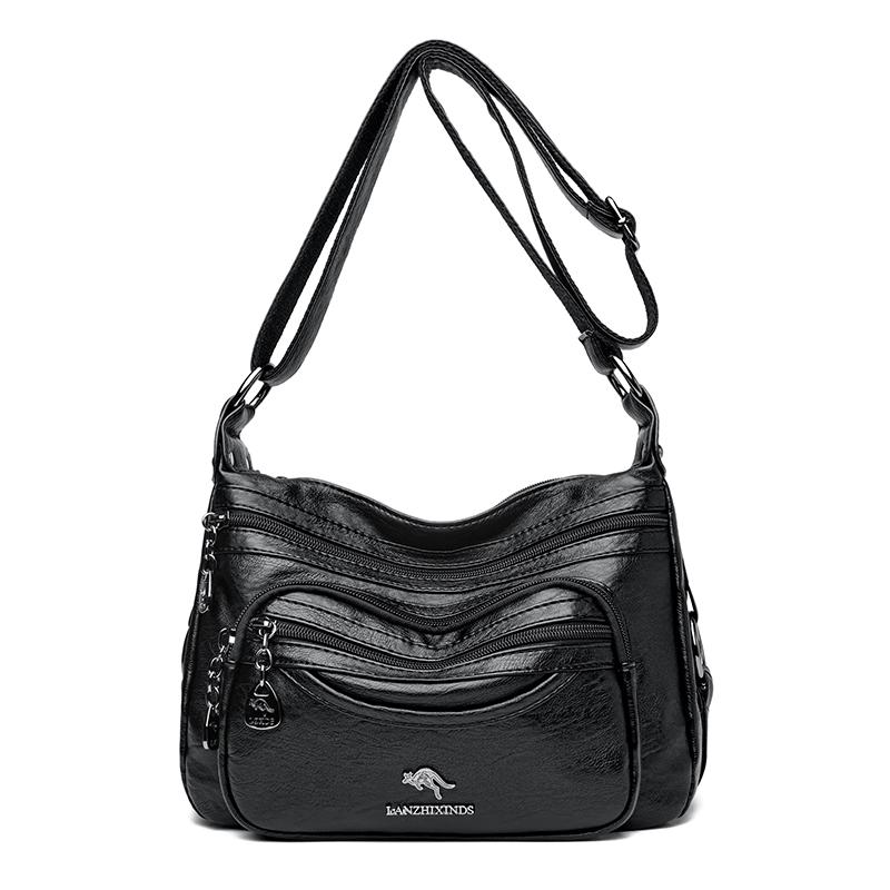 

High Quality Soft Leather Luxury Purses and Handbags Women s Bag Designer Multi-pocket Crossbody Shoulder Bag for Women 2026 Sac чёрный