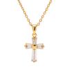 18K Gold Stainless Steel Square Zircon Geometric Pendant Necklace - Non-Fading