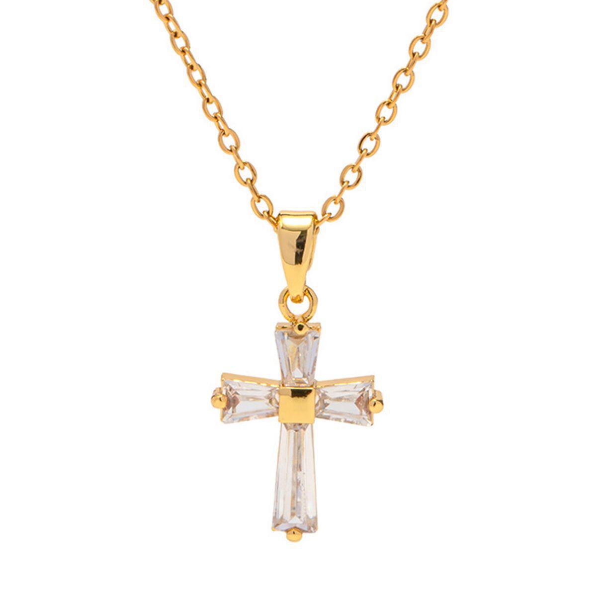 

Ожерелье-подвеска из нержавеющей стали с квадратным цирконом и геометрическим дизайном, с покрытием из 18-каратного золота - Не тускнеющее