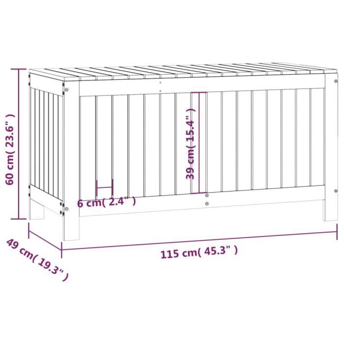 VidaXL Boîte de rangement de jardin Blanc 115x49x60 cm Bois de pin 823837