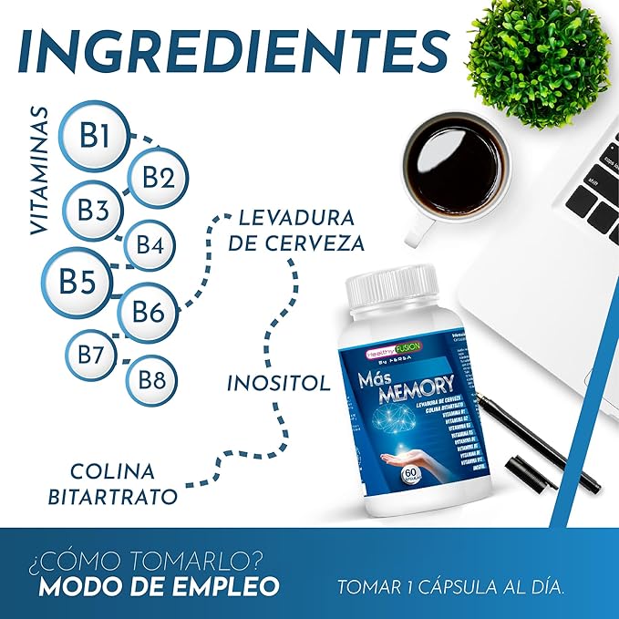 Healthy Fusion Mas Memory | Optimizante de la memoria y la concentración | 60 cápsulas
