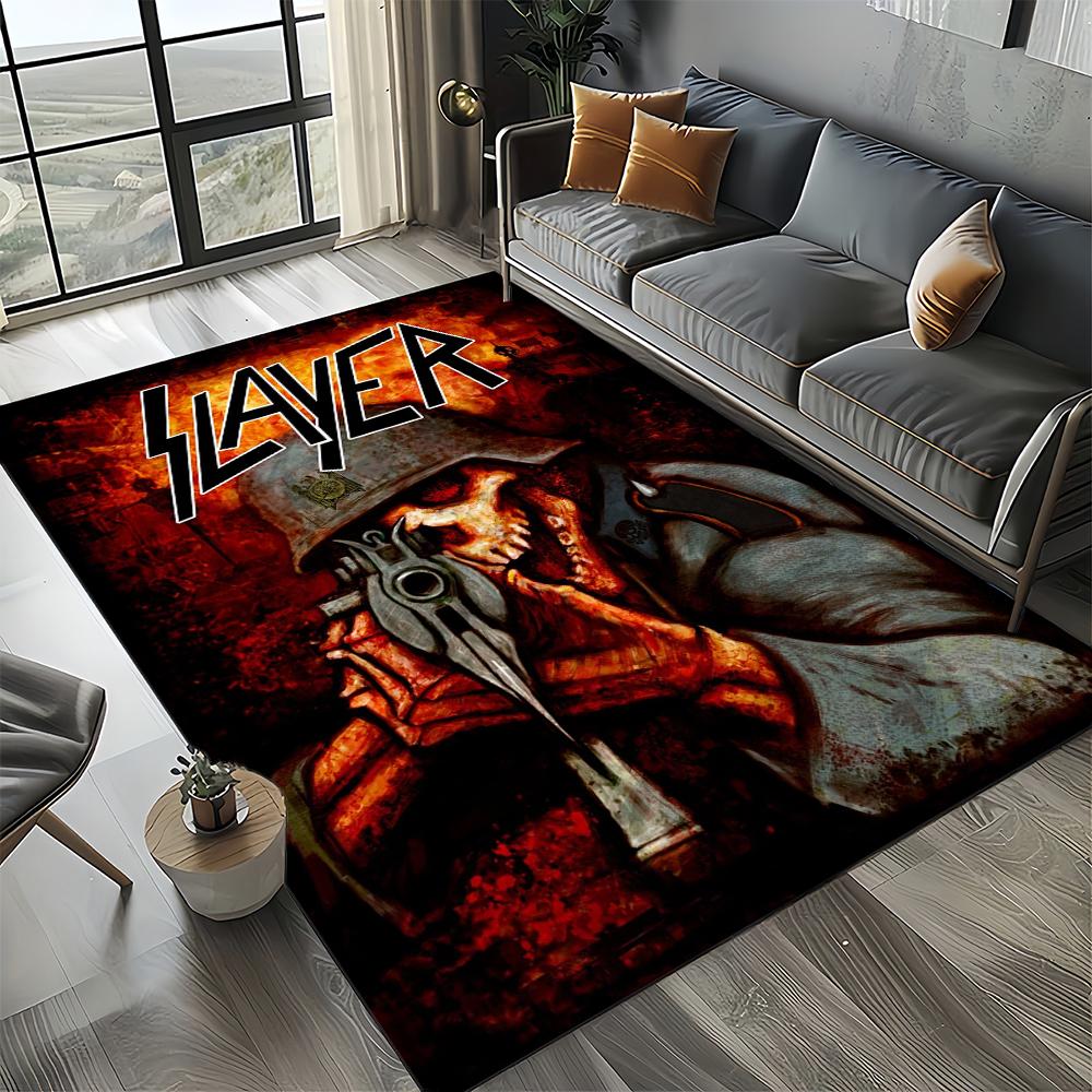 2025 New Style Slayer Heavy Metal Band Sign Carpet Rug for Living Room Bedroom Home Sofa Decoration,Kid Play Non-slip Floor Mat
