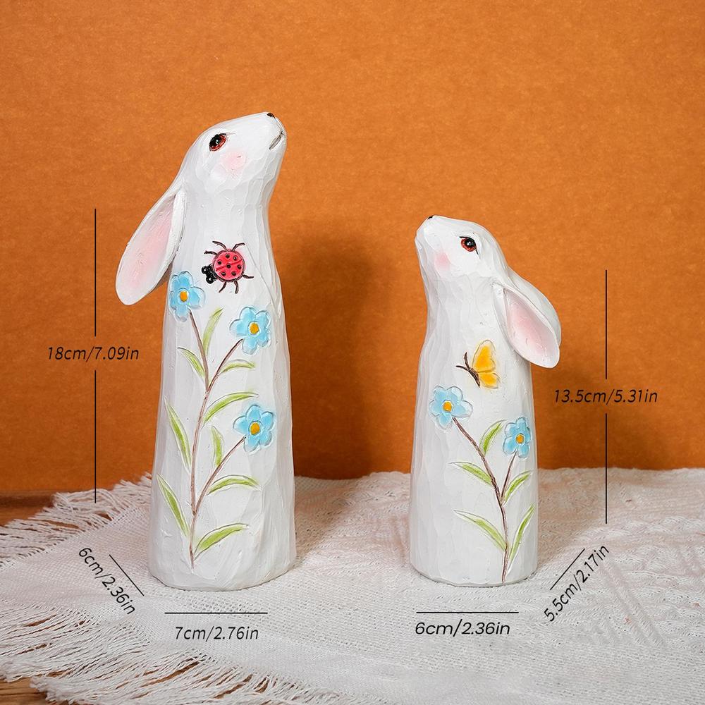 

Easter Rabbit Figurines Resin Festive Decoration Holiday Garden Sculpture For Bookcase Bookshelf Display Cabinet Dressing Table білий
