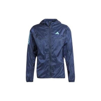 Adizero Running Jacket Letter Print Color Block Windproof Hooded Jacket Men Jacket Legendary-Ink-Blue IM4170