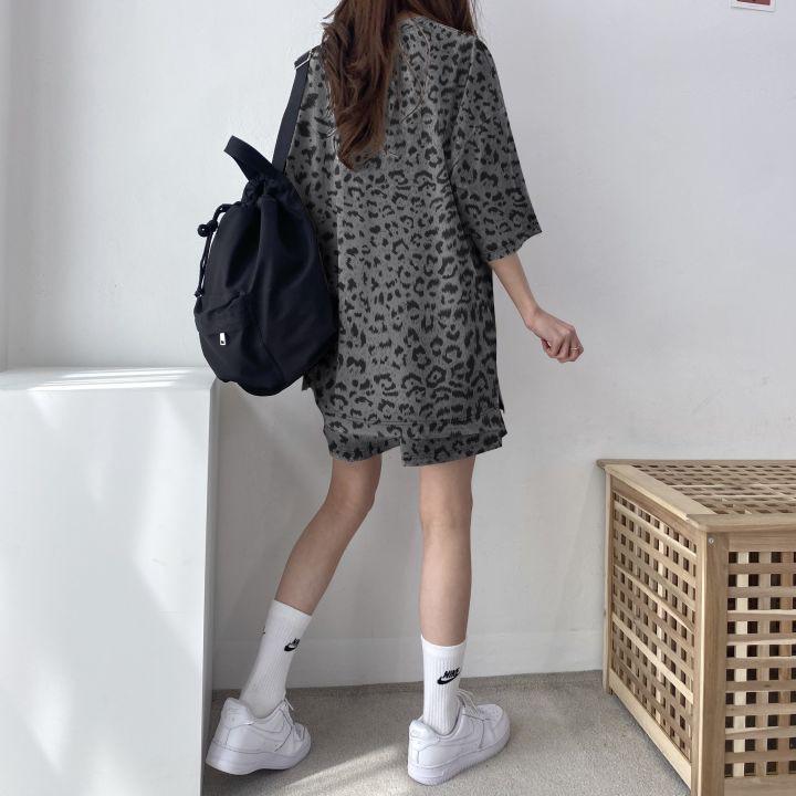 Leopard Print Pajama Sports Set for Women - Summer 2026 Plus Size Top & Shorts