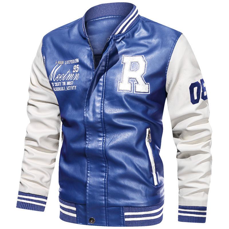 Мужская мотоциклетная кожаная куртка плюс бархатная куртка-пилот из ПУ кожи — фото 4