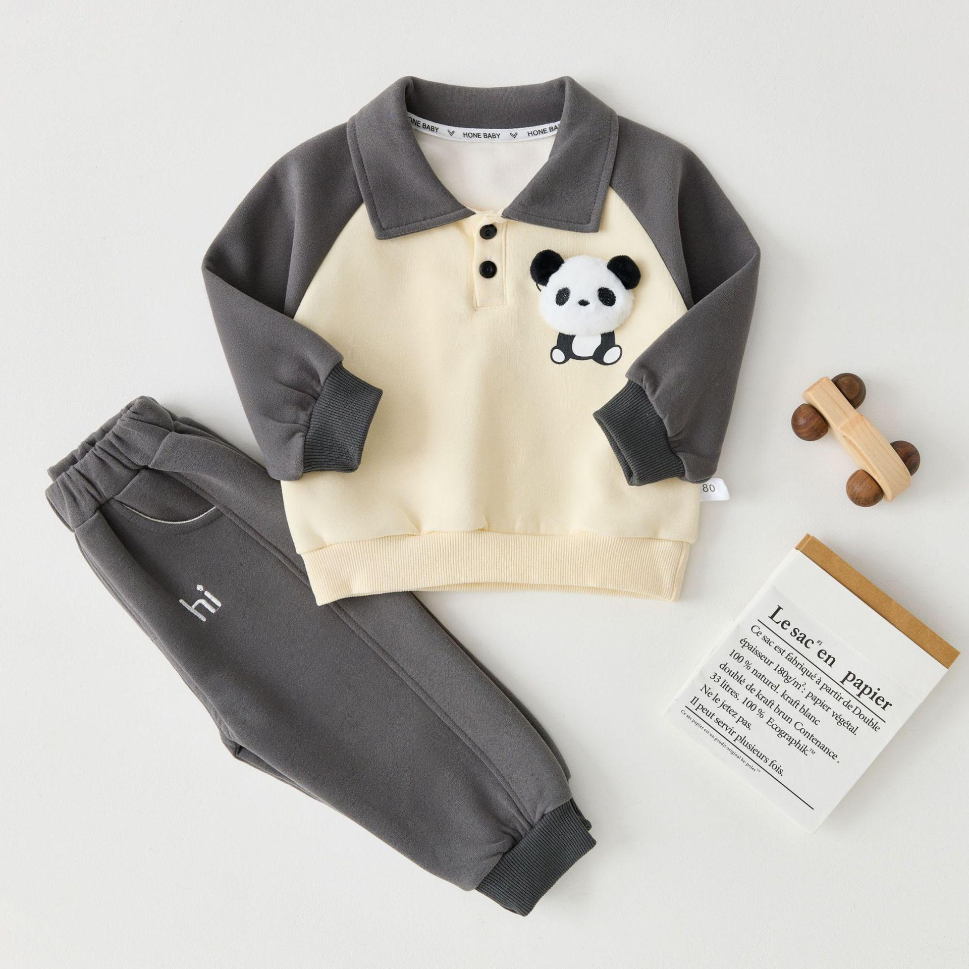 

Toddler Autumn Two-Piece Set: Boys Lapel Sweatshirt & Pants 73cm