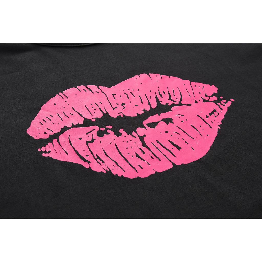 2025 Herbst Winter Damen Lippen Print Sport Set, Mittelärmeliges Rundhals-Oberteil mit Lounge-Hose, Lässiges zweiteiliges Outfit für den Alltag