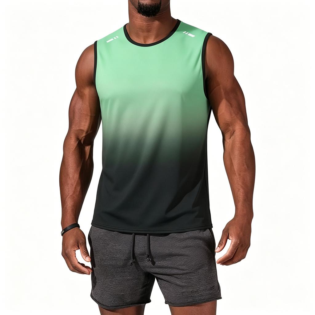 Heren Sport Tanktop Zonder Mouwen Sneldrogend Losse Pasvorm Ademend Hardlopen Fitness Kleurverloop Ontwerp Mouwloos Shirt voor Sportschool Training