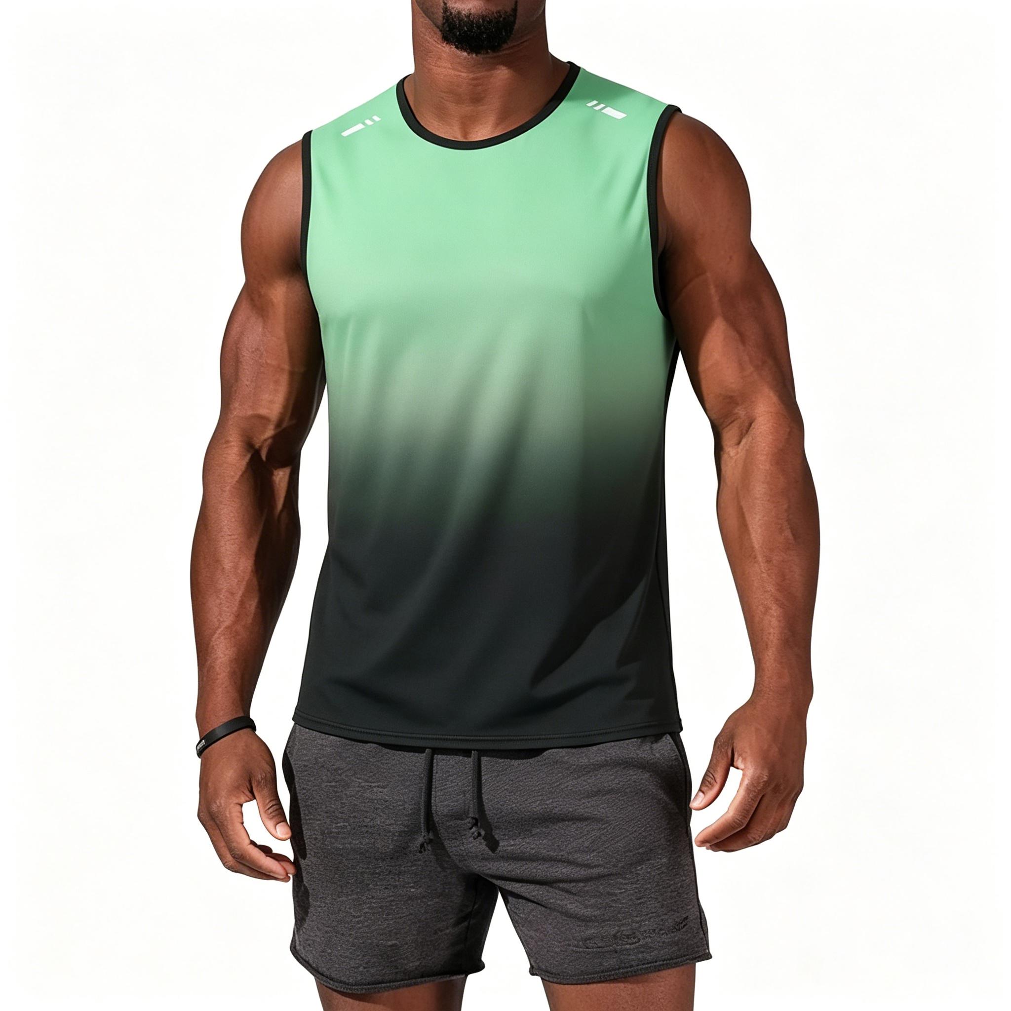 

Men s Athletic Sleeveless Tank Top Quick Dry Loose Fit Breathable Running Fitness Gradient Design Sleeveless Shirt for Gym Training XXXXL