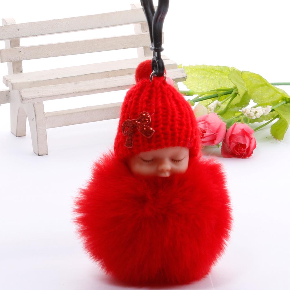Imitation Rex Rabbit Fur Sleeping Doll Keychain - Cute Sleeping Baby Bag Pendant Gift