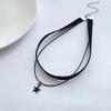 Simple Personalized Black Velvet Strap Choker Neck Strap Double Pentagram Pendant Choker Necklace Women's Accessories Ornaments