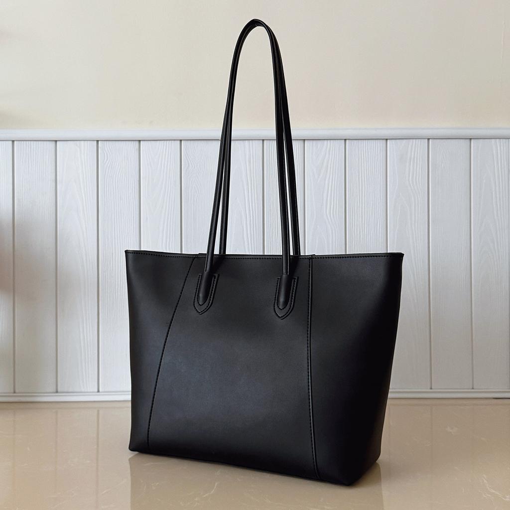 Tote Bag Large Capacity Solid Color Simple Commuter Shoulder Bag Autumn Fashion Versatile Women's Bag