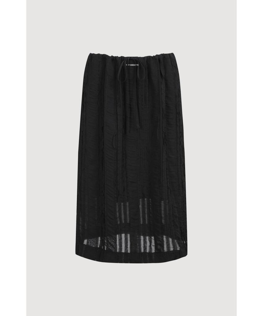 LUCKY CHOUETTE Lace Banding Midi Skirt (Black) Lfkax25540Bkx