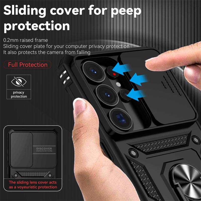 Slide Lens Case For Samsung Galaxy S26 Ultra Cover Samsung Galaxy S26 Ultra Coque Fundas Military Magnet Holder Phone Bumper