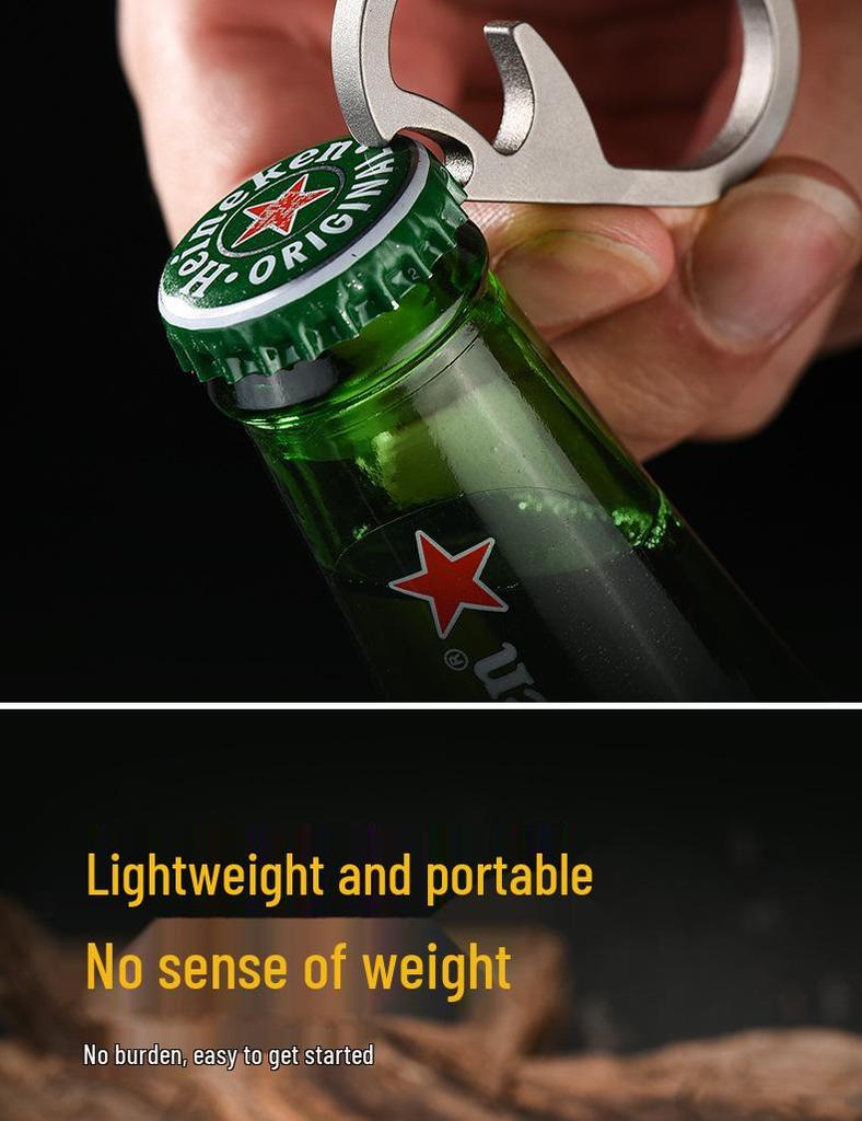 Titanium Alloy Multifunctional Car Keychain & Bottle Opener for Outdoor Use