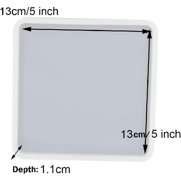 5Pcs Square Shape Epoxy Mold DIY Resin Casting Square Base Coaster Silicone Mold, Larger Size 5 Inch