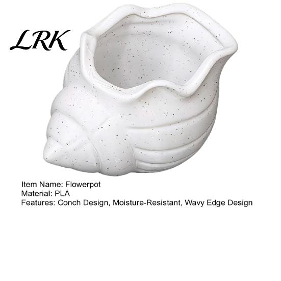 3D Printed Flowerpot Conch Flower Pot, Moisture-Resistant Mini Planter with Wavy Edge And Small Pot Drain Hole Design, Ocean Style for Pothos
