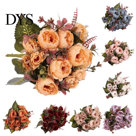 Fake Flowers Simulation Flower High Ornamental Realistic Bouquet 9 Artificial Heads Peony for Wedding