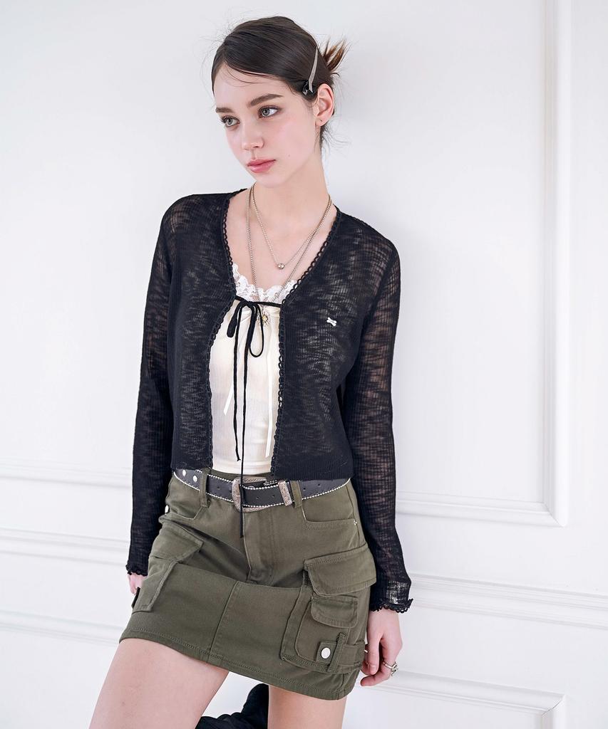 Koolkitten Lace Tie Front Sheer Cardigan 4 Colors