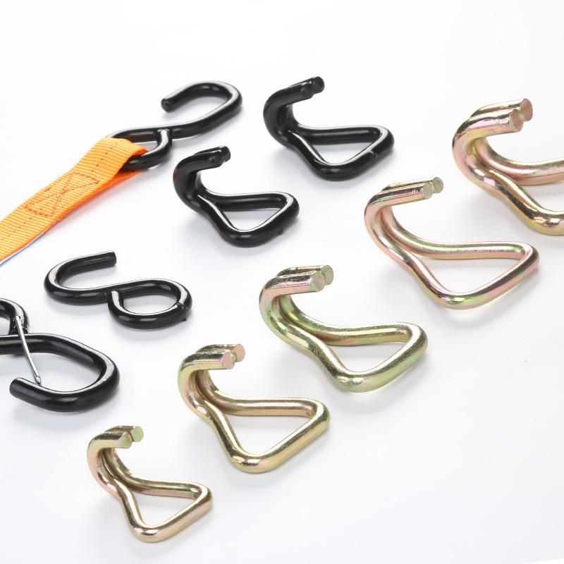 Dual Row Steel Hook with Hot Plastic Coating for Cargo Binding, Zinc-Plated Tow, Iron, Lifting Hooks for Truck Trailers.