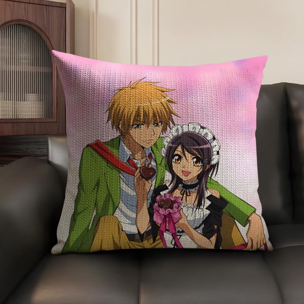 Loving Anime MMaid Sama Cushion Cover Natural Linen Organic Fabric DoubleSided Printing Sofa Home Decor Breathable