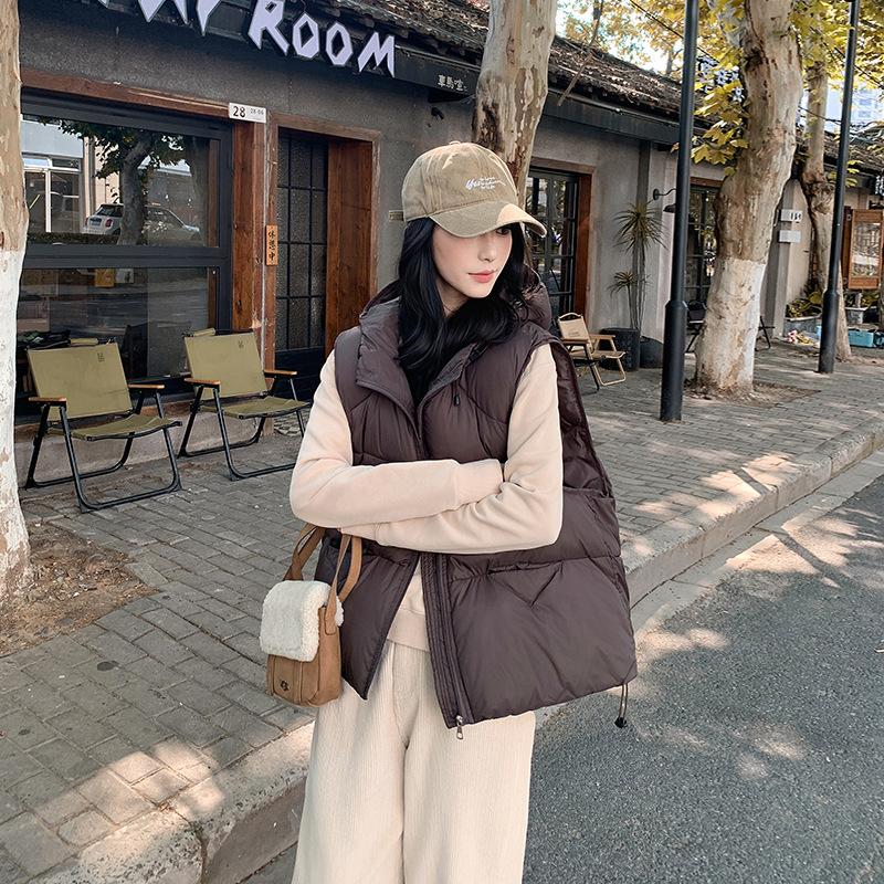 

Хлопковый жилет женский короткий с капюшоном зимний новый свободный маленький жилет жилет зимнее пальто женское XL