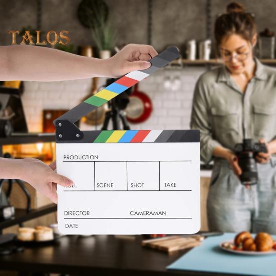 Film Clapper Board Acrylic Dry Erase Slate Colorful Director Video Scene Clapboard Cut Prop Whiteboard Marker Filming Tool for TV Series Studio