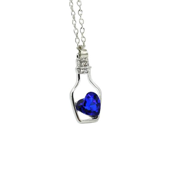 Necklace Scratch-resistant Minimalistic Alloy Heart-shaped Faux Crystal Bottle Choker Pendant Chain Women Gift