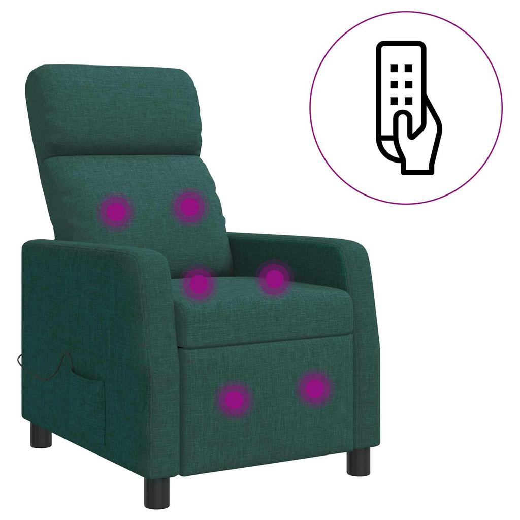Massage Recliner Dark Green Fabric
