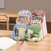 Compact Creative Desktop Slanting Organizer Cartoon Simple Slanted Pen Holder Solid Color Sturdy Pencil Case School Use