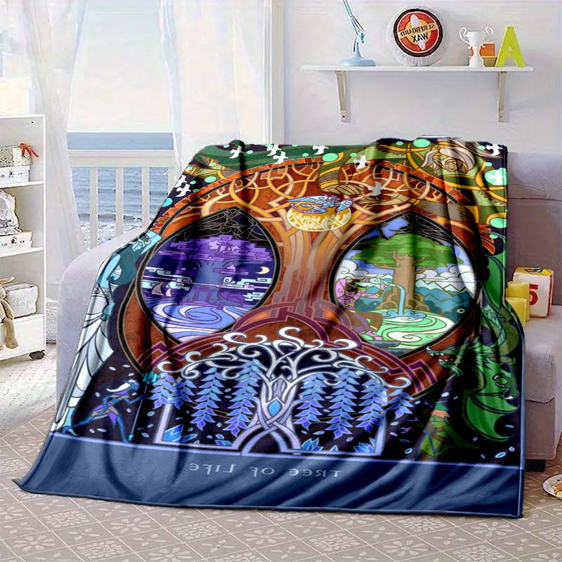 Tree Of Life Sword Symbol Blanket Flannel Blanket for bed, sofa, Camping, Hiking, Picnic Essentials, gift for family Fan gifts