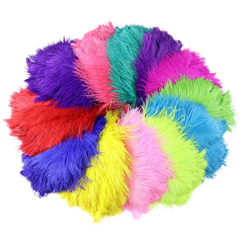 10 Pcs Colorful Ostrich Feather Wedding Table Centerpiece Decoration Plume Real Ostrich Feathers for Carnival Support 15-50 CM