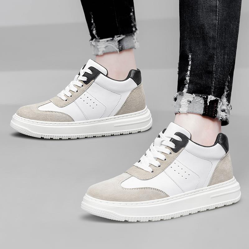 Plus Size White 6cm 8cm Elevator Board Shoes Men Sports Casual Sneakers Height Increase Shoes Invisible Man Taller Lifting Flats