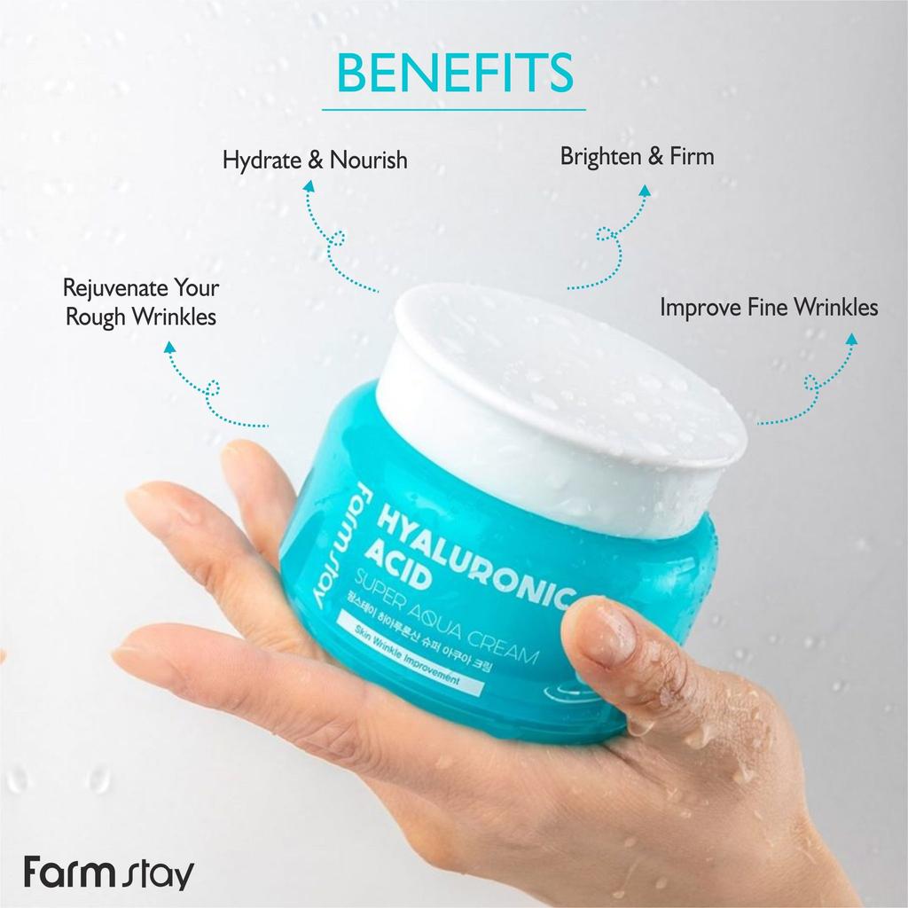 Farm Stay Hyaluronic Acid Super Aqua Cream 100ml + RANDOM GIFT