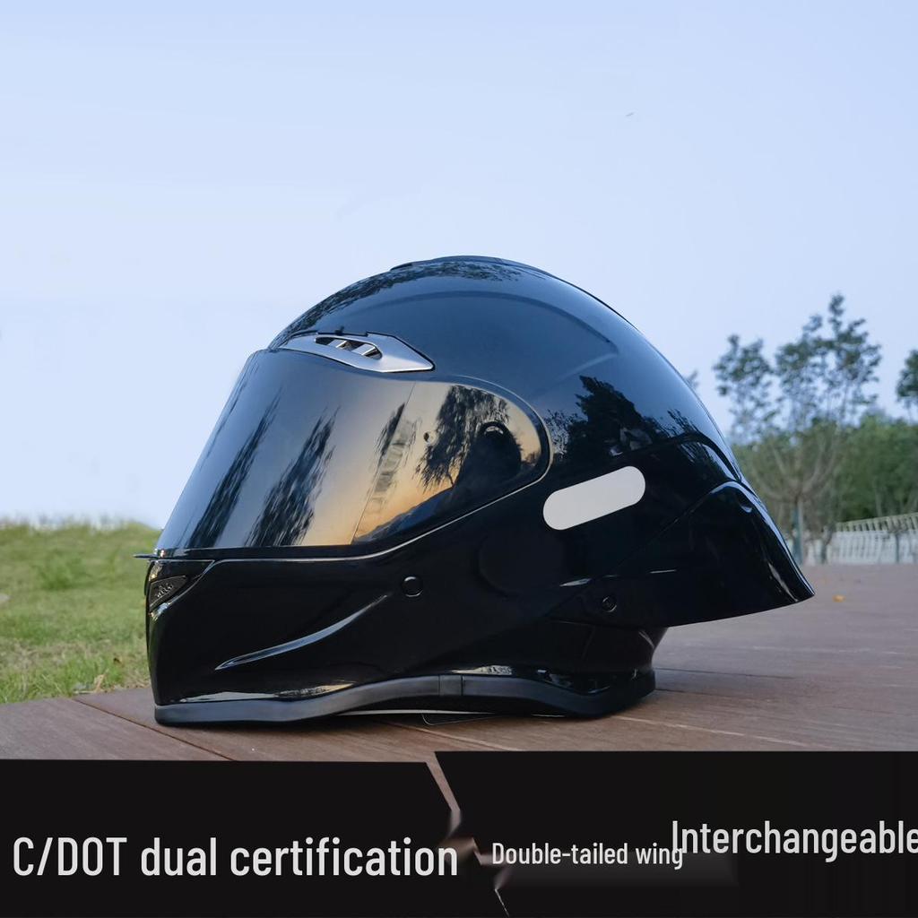 NBTK R50 DOT Full Face Helmet with Large Spoiler for Sportbikes & Cruisers - Spring/Autumn Use