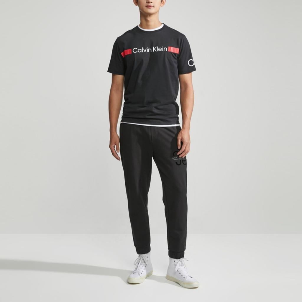 Calvin Klein Letter Print Crew Neck Short Sleeve T-Shirt Men T-Shirts Space-Black 40IC861-BAE