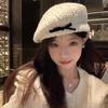 Hat for Women Japanese Niche Bow Plush Beret for Women In Autumn and Winter New Sweet White Painter Hat