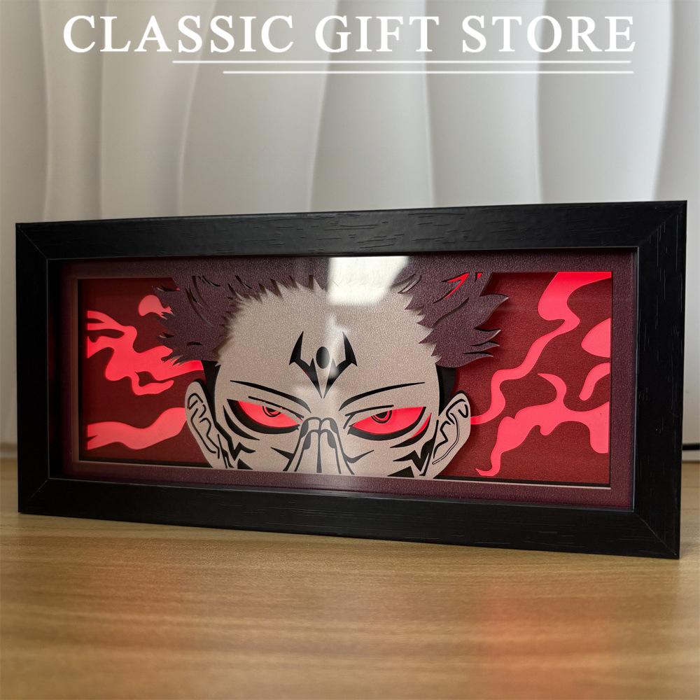 Black Photo Frame Kaneki Ken Cartoon Paper Carving 3D Anime Lamp LED Light Box Action Figure Room Decoration Lamp Christmas Gift
