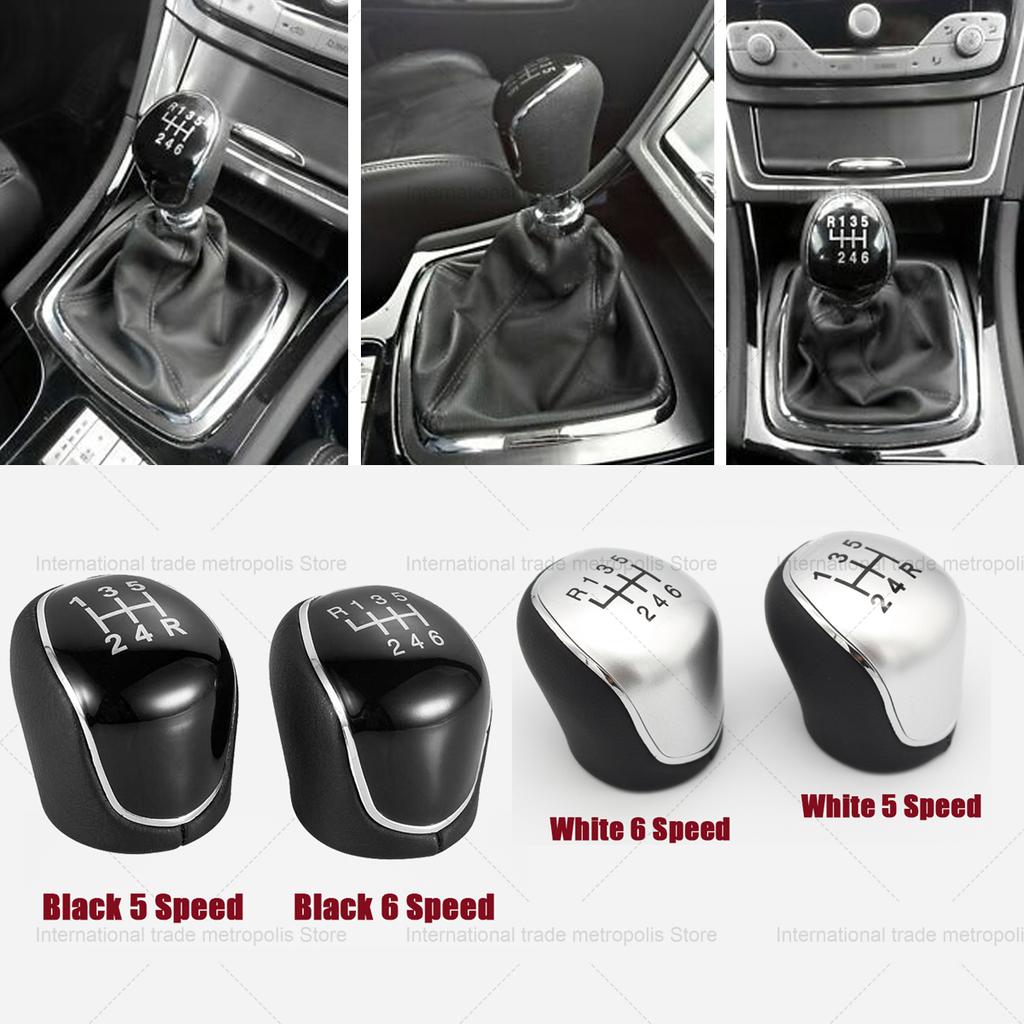 5/6Speed Car Leather Gear Shift Knob for Ford S-Max C-Max Kuga Galaxy Mondeo4 Mk4 Transit Tourneo Connect Focus Auto Accessories