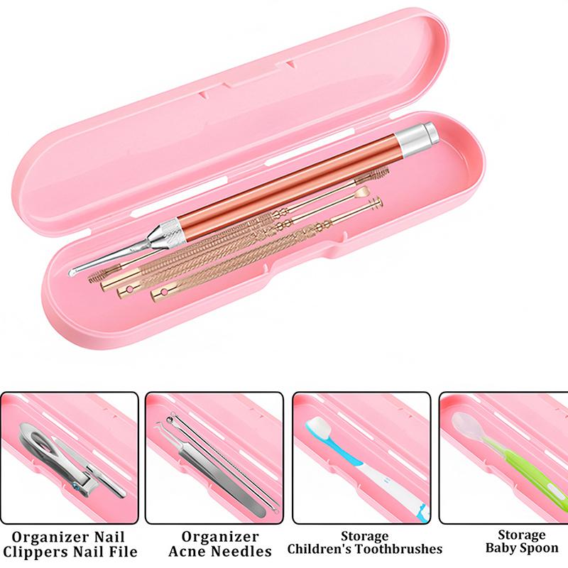 1/8 Pcs Portable Rectangle Nail Art Tool Empty Storage Box Tweezers Clippers Pens Polishing Nail Buffer Files Plastic Container