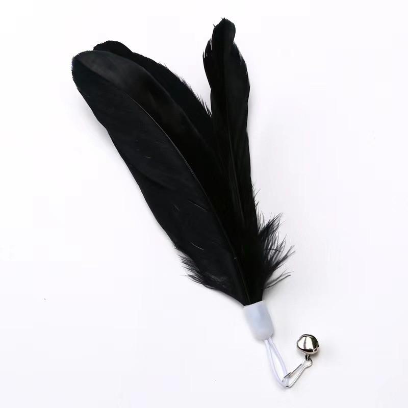 Cat Feather Teaser Refill Heads With Bell Interactive Play Toy Plush Material Multiple Colors